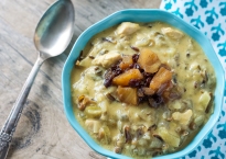 Chicken and Wild Rice Soup with Pineapple and Currant Chutney